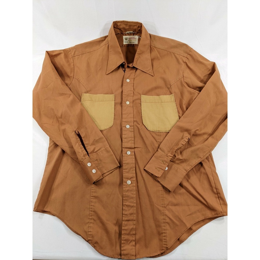 Vintage Style Wise Count Bernardo Western‎ Shirt The Mustard Man Button Down M-L